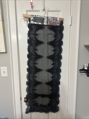 Tahari black lace table runner 16” x 90”